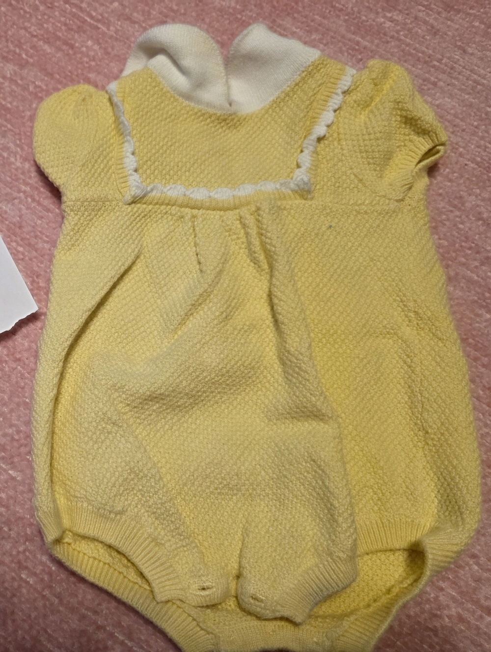 Janie and Jack Yellow Knit Bubble Romper with White Collar